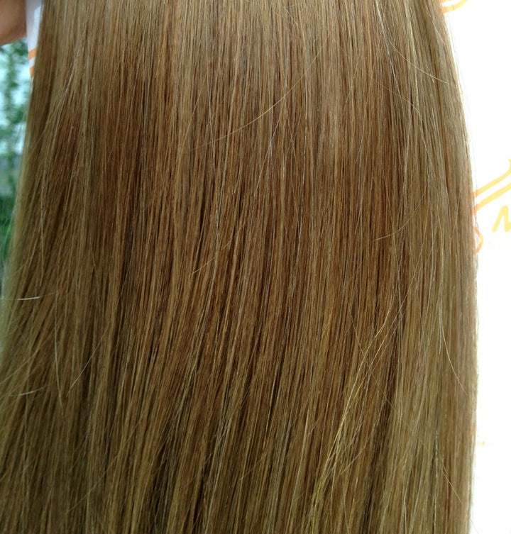 Tressmatch 16 18 Remy (Remi) Human Hair Clip In Extensions Light Brown (Color #8) 9 Pieces (Pcs) Full Head Set [Set Weight: 4.2oz/120grams]