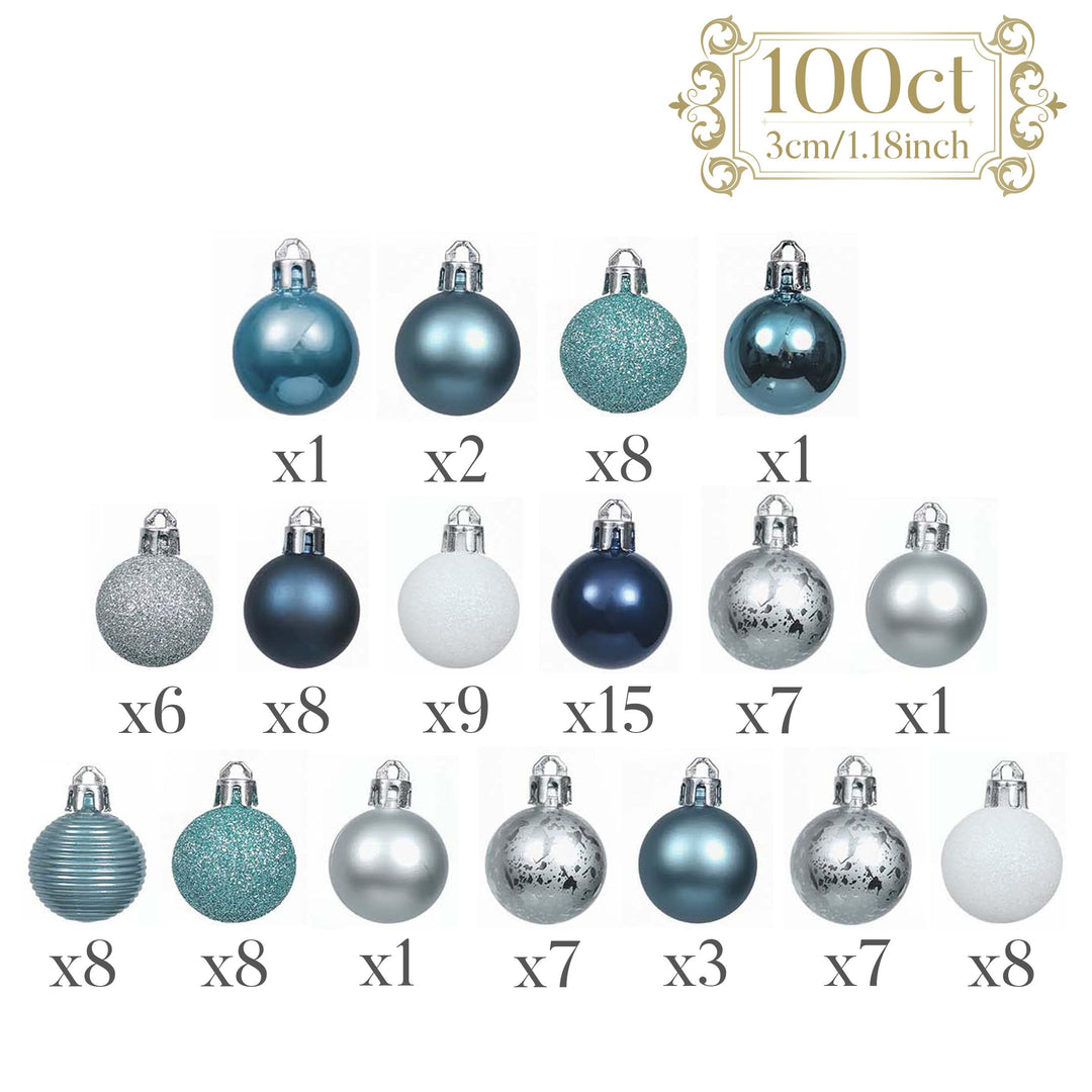 Valery Madelyn Mini Christmas Tree Ornaments Set, 100ct