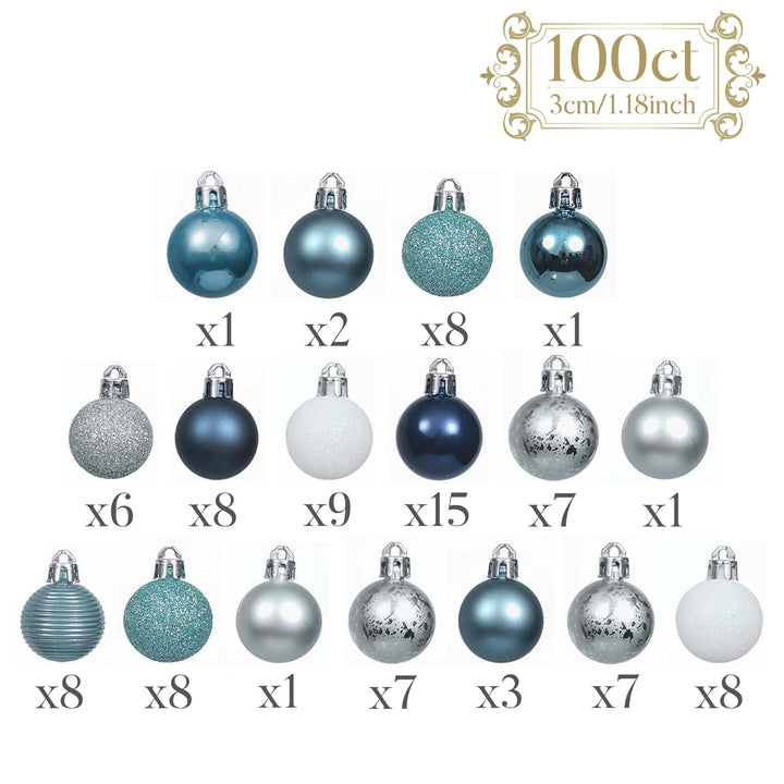 Valery Madelyn Mini Christmas Tree Ornaments Set, 100ct