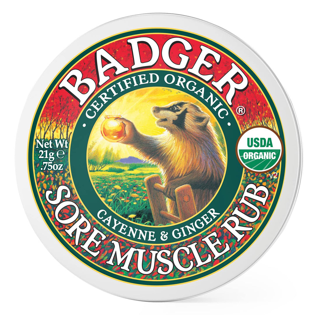 Badger Muscle Rub Balm Certified Organic Cayenne &amp; Ginger Soothes &amp; Relaxes 0.75oz