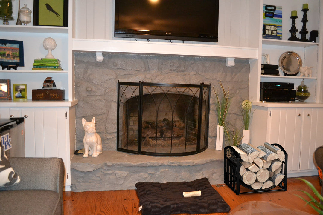 Firewood Rack Holder with Decorative Scroll Design - Outdoor and Indoor Metal Log Storage Bin for Fireplace, Firepit, and Wood Stove