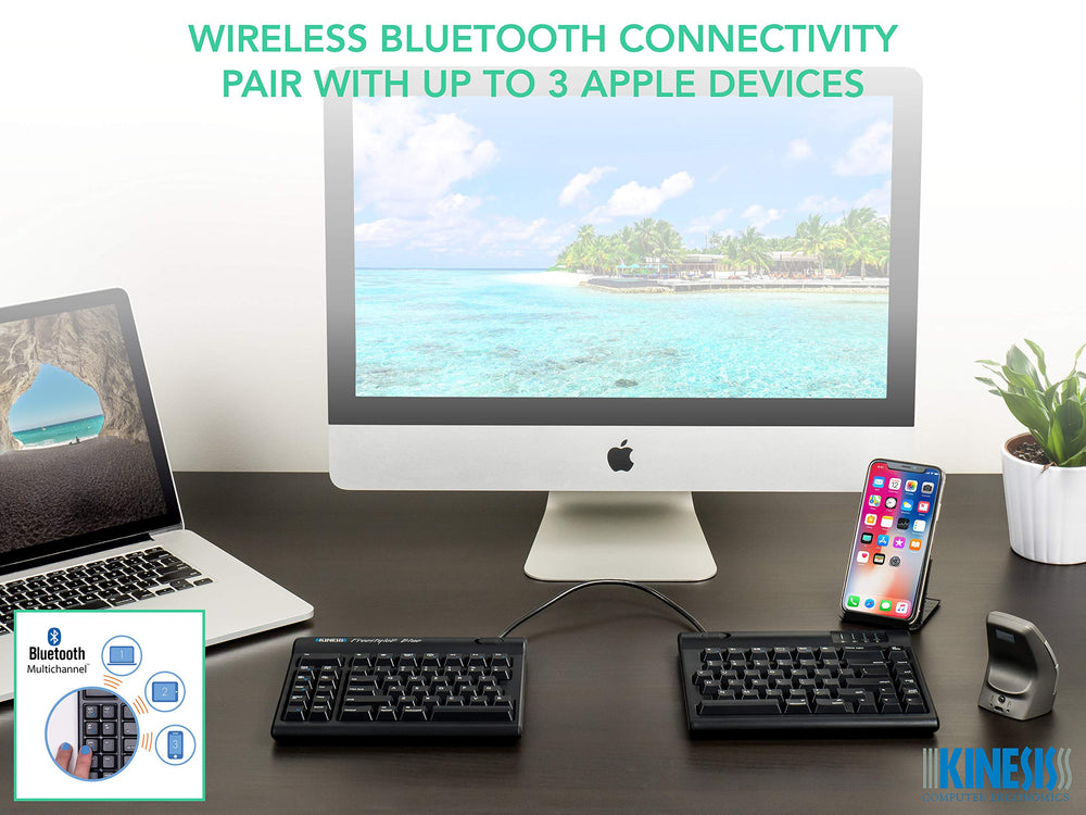 Freestyle2 Blue Wireless Ergonomic Keyboard for Mac (9 Standard Separation), Dark Gray