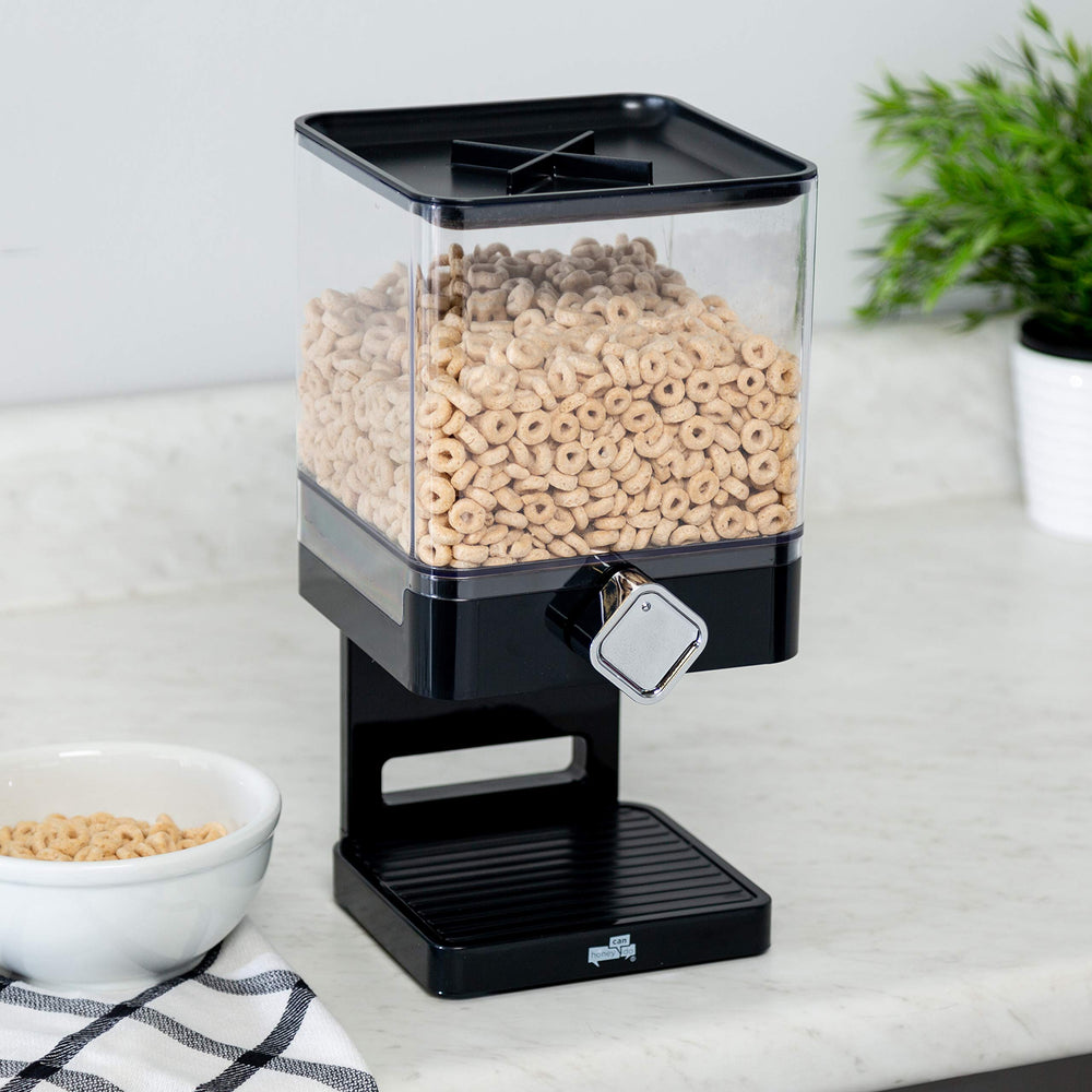 Zevro Compact Dry Food Dispenser, Single Control, Black/Chrome