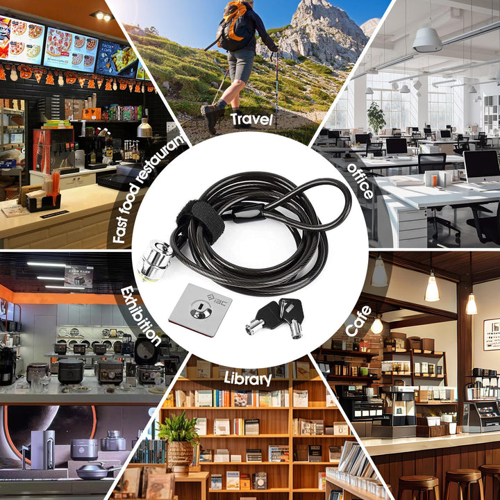 Laptop Cable Lock, Hardware Security Cable Lock with Keys, Anti Theft Combination Lock for Laptop Monitor iPad Tablet MacBook HP Kindle Surface Projector and Other Electronic Devices