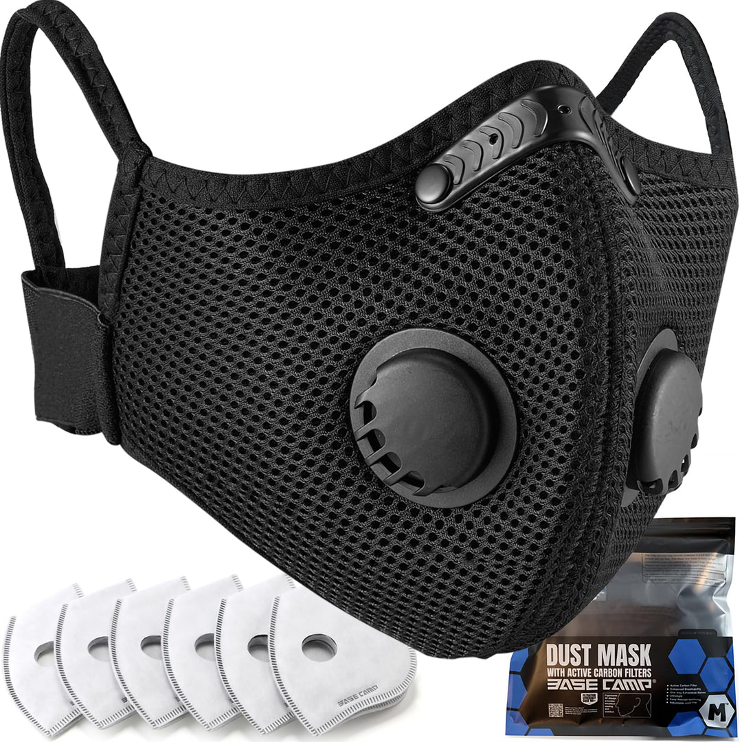 M Plus Dust Mask, Breathable Reusable Face Mask with 6 Activated Carbon Filters for Woodworking Construction Mowing Grinding (Modern1)