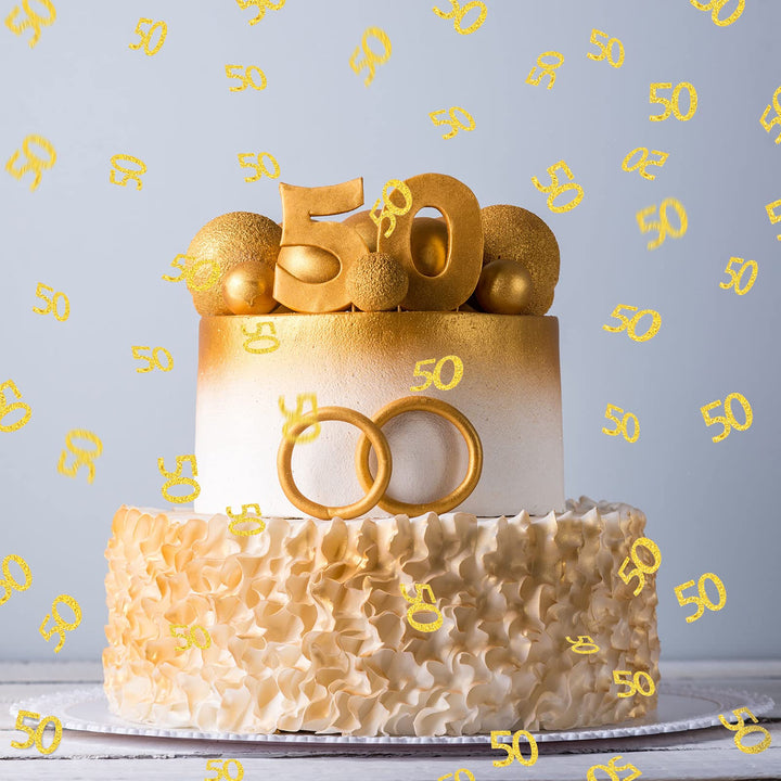 200 Pieces 40th 50th Birthday Confetti Gold Confetti Anniversary Confetti Glitter Gold Table Confetti for Birthday, Anniversary Party Supplies(50 Style)