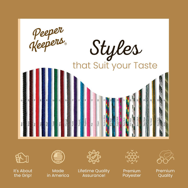 Eyeglass Retainer | Supercord | Eyeglass Holder | Black, 6pk | w/Microfiber Cloth, Screwdriver