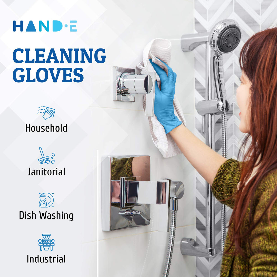 Hand-E Disposable Blue Nitrile Gloves Large - 100 Count