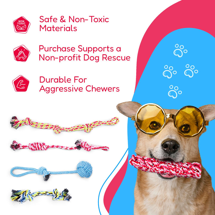 Rope Dog Toy Bundle - 11 Pack of puppy toys &amp; dog rope toys for Medium Dogs - Tug of War Dog Toys, Rope Chew Toys for Dogs, Puppy Rope Toys Teething, Dog Rope Toys for Small Dogs