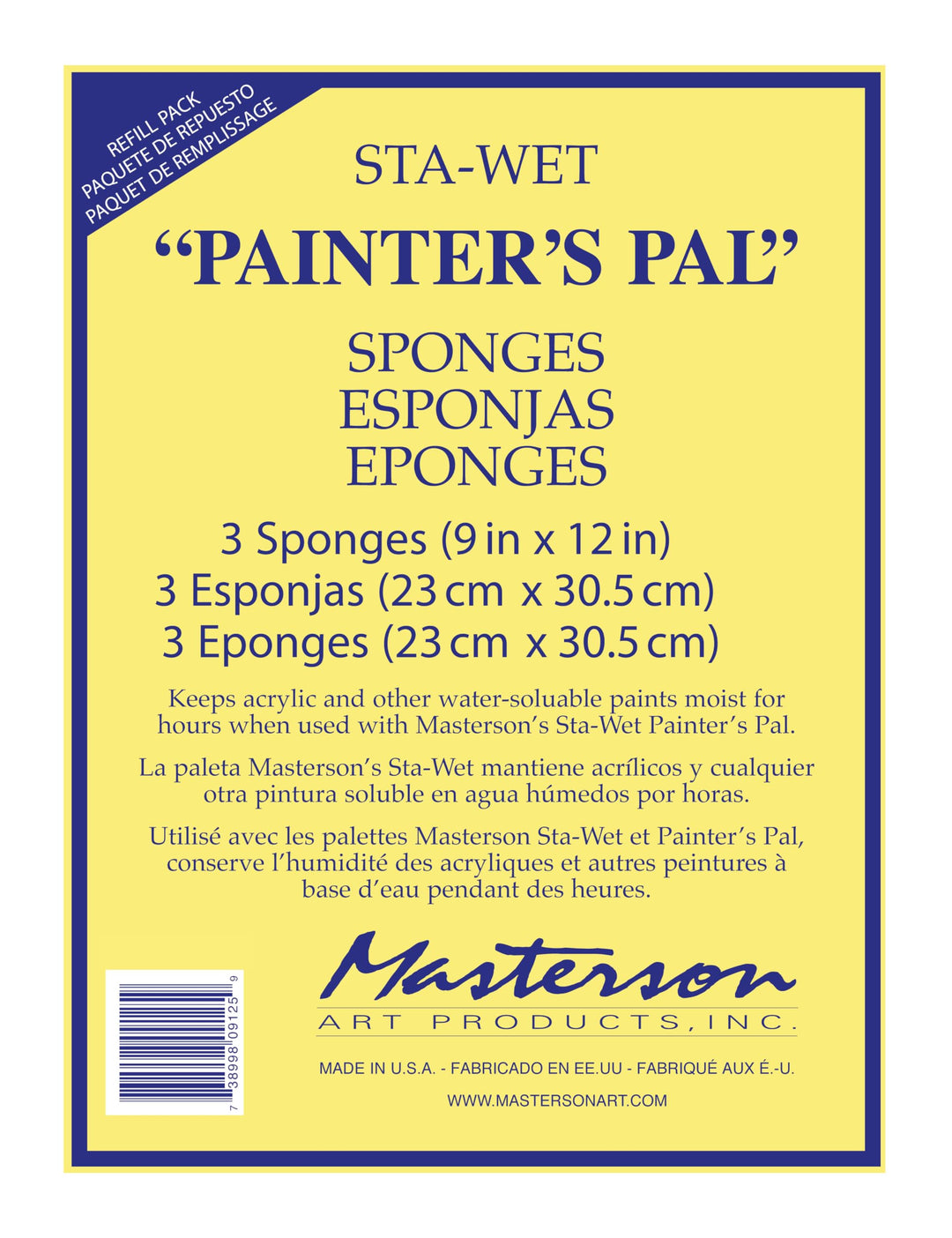 Sta-Wet Painter’s Pal Palette Sponge Refill 3 Pack