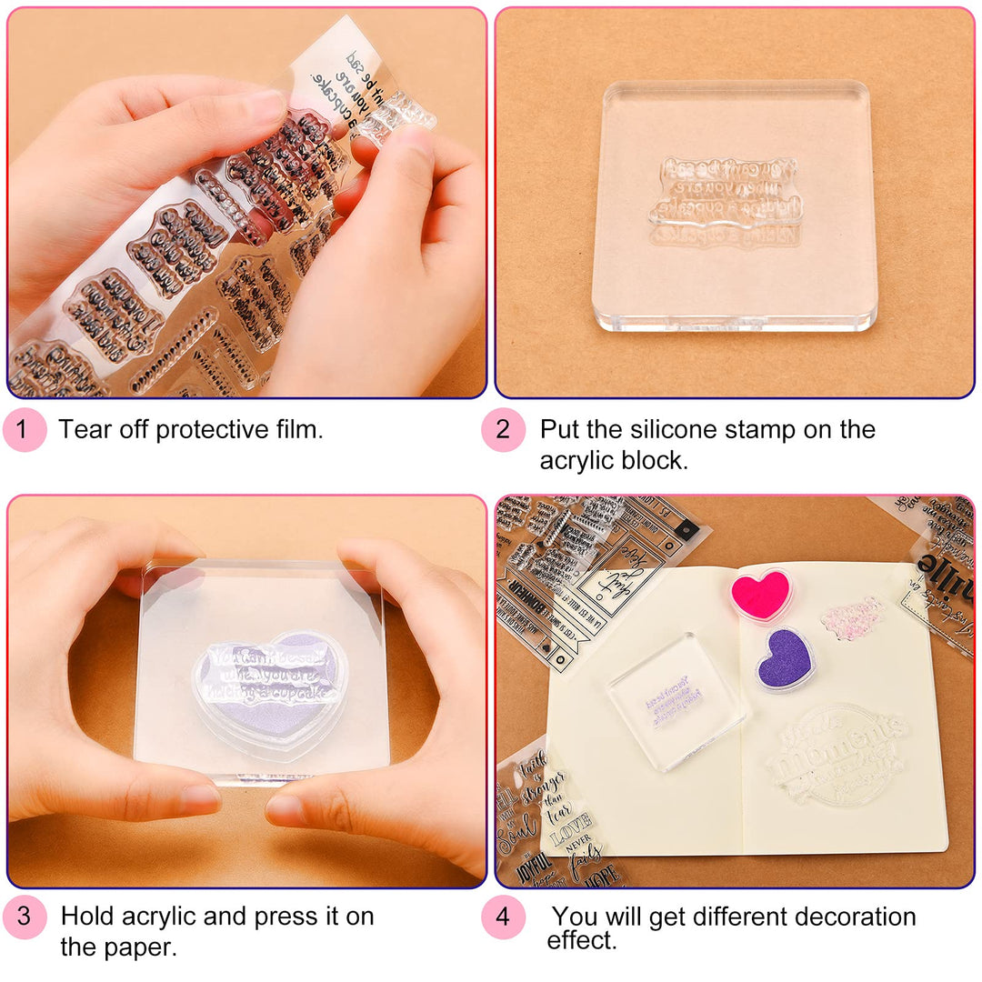 10 Pieces Words Theme Clear Stamps Silicone Stamp Cards Scrapbooking Stamps with Different Sentiments, Greeting Words Patterns for DIY Card Making Embossing Album Decor Crafting