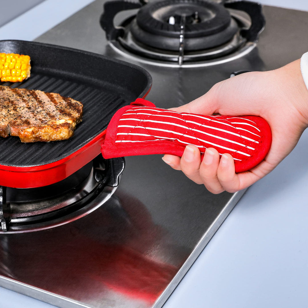 Cast Iron Skillet Handle Covers,Pot Handle Covers Heat Resistant,Pot Holders for Kitchen Heat Resistant,Machine Washable Handle Mitts 2 PCS (Prints)