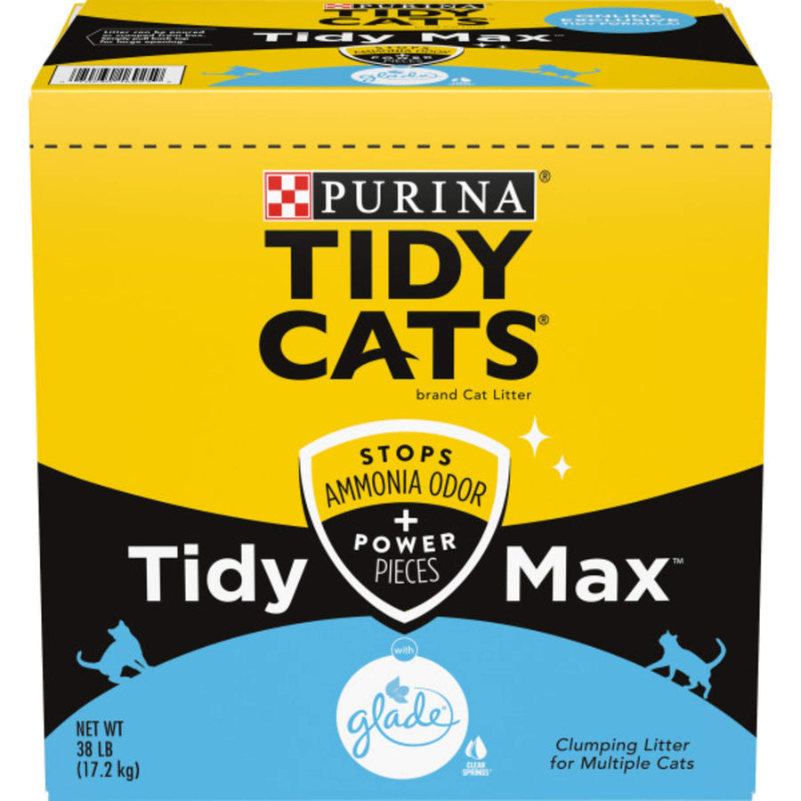 Purina Clumping Cat Litter, Tidy Max Glade Tough Odor Clear Springs Multi Cat Litter - 38 lb. Box
