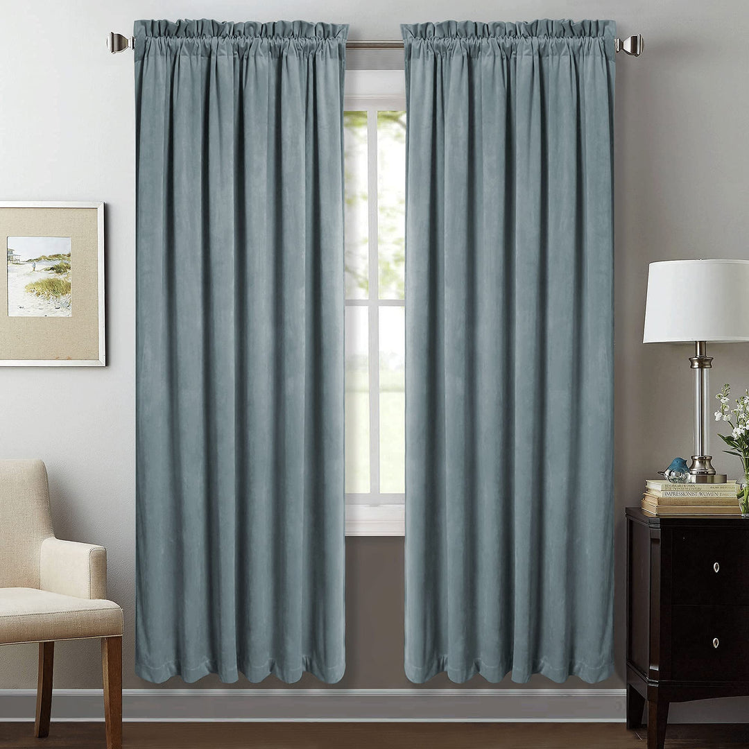 StangH Light Blue Velvet Curtains - Room Darkening Livi