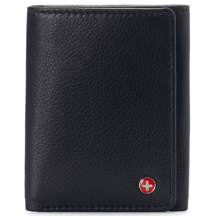 Mens Leon Trifold Wallet RFID Safe Genuine Leather Comes in a Gift Box Black