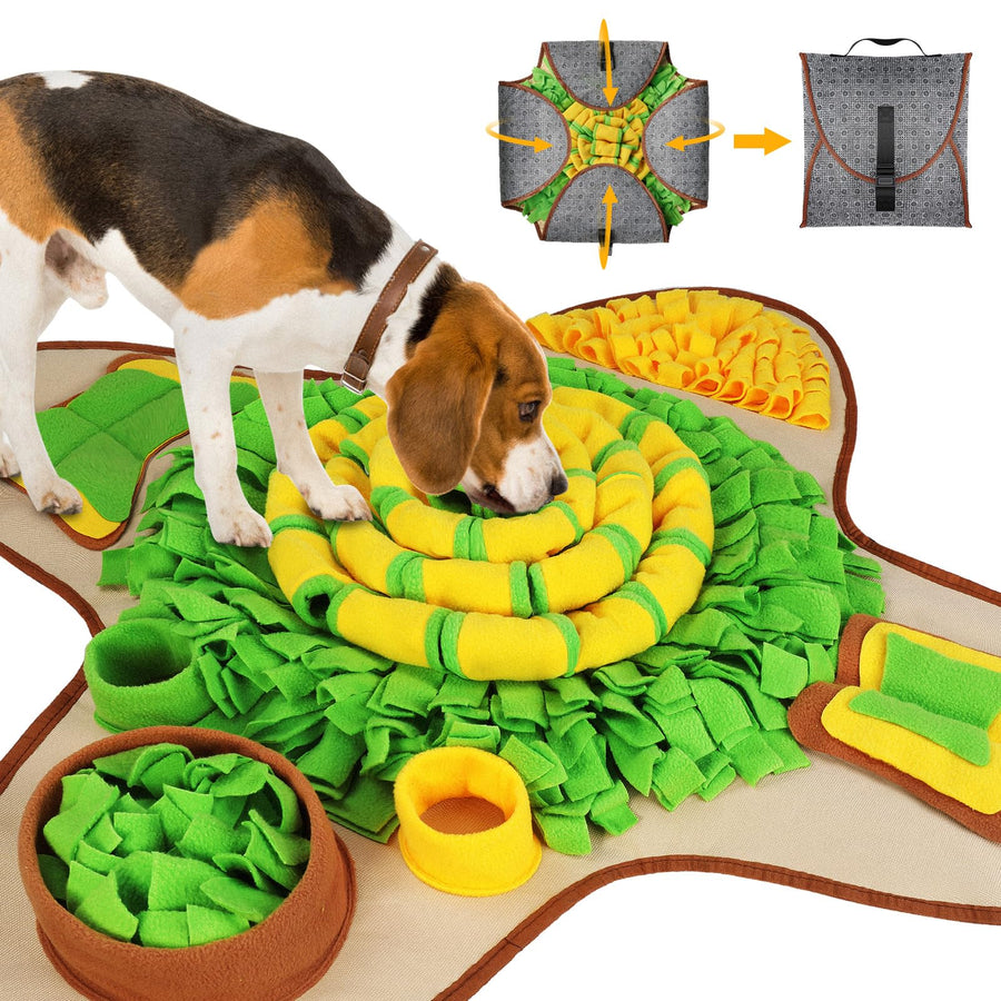 Snuffle Mat for Dogs Large Breed, 28.3''x28.3'' Interactive Puzzle Dog Food Mat, Easy to Clean, Durable, Mental Stimulation & Slow Feeding Game for All Breeds