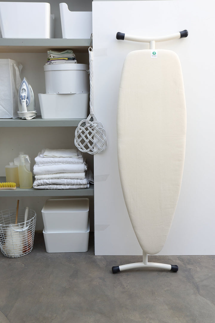 Brabantia Size D (53 x 18 in) Replacement Ironing Board Cover with Durable Foam Layer (Ecru) Easy-Fit, 100% Cotton