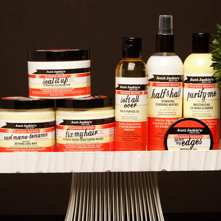 Aunt Jackie&#39;s Flaxseed Recipes Purify Me, Moisturizing Co-Wash Cleanser, Penetrating Conditioners and Deep Cleansing for Chronically Dry Hair, 12 Ounce Bottle