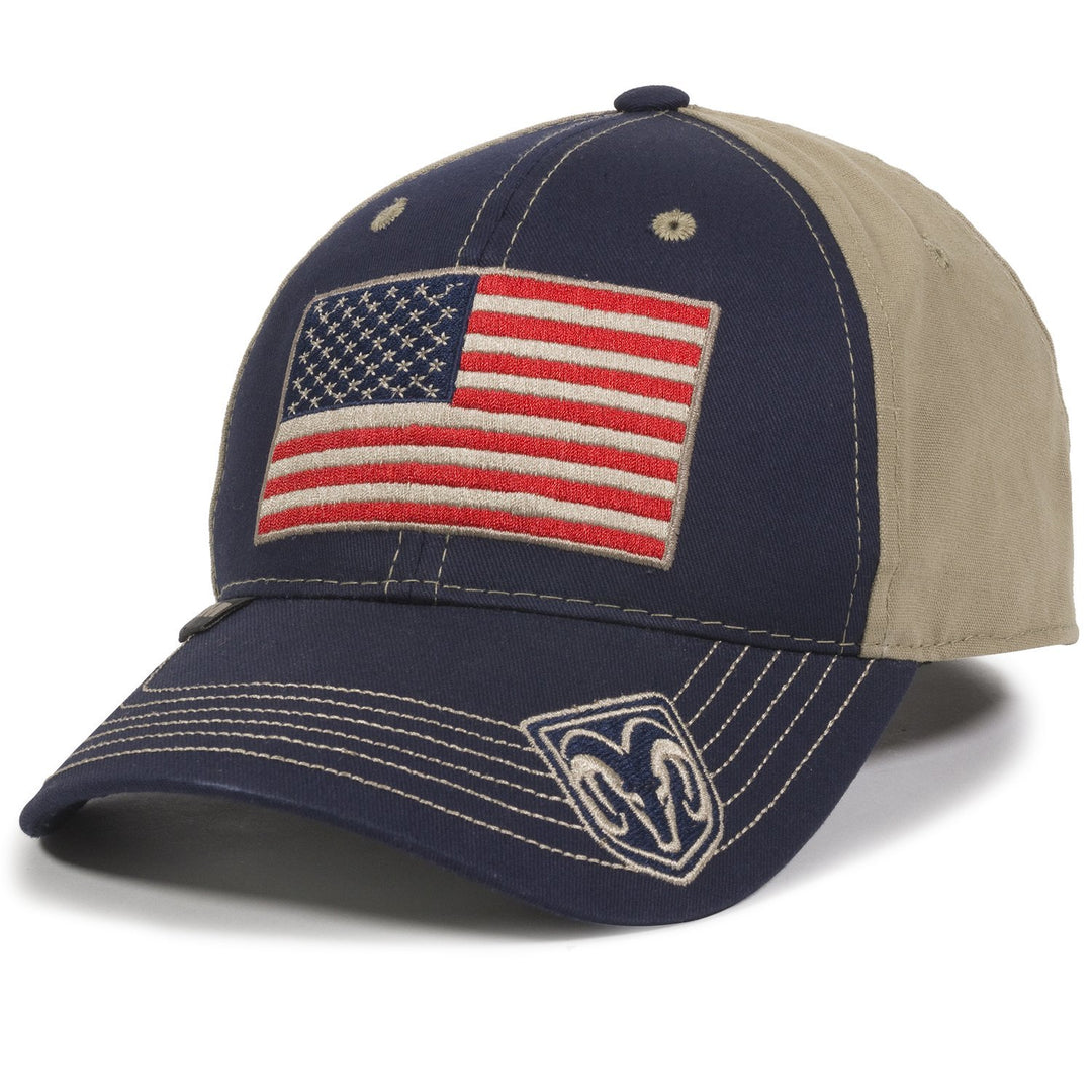Unisex-Adult American Flag Truck Cap, Navy/Khaki, Adult
