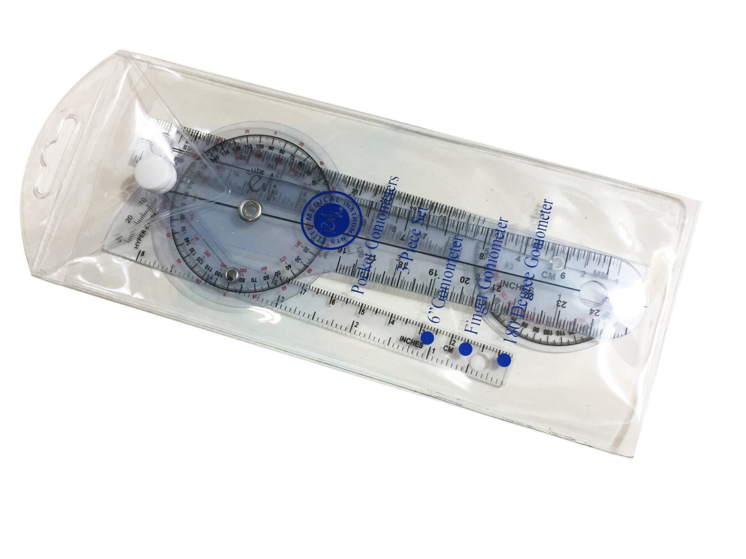 EMI Pocket 3 Piece Goniometer Set: Finger Goniometer, 6 Goniometer, 180 Degree 6 Goniometer EGM-430