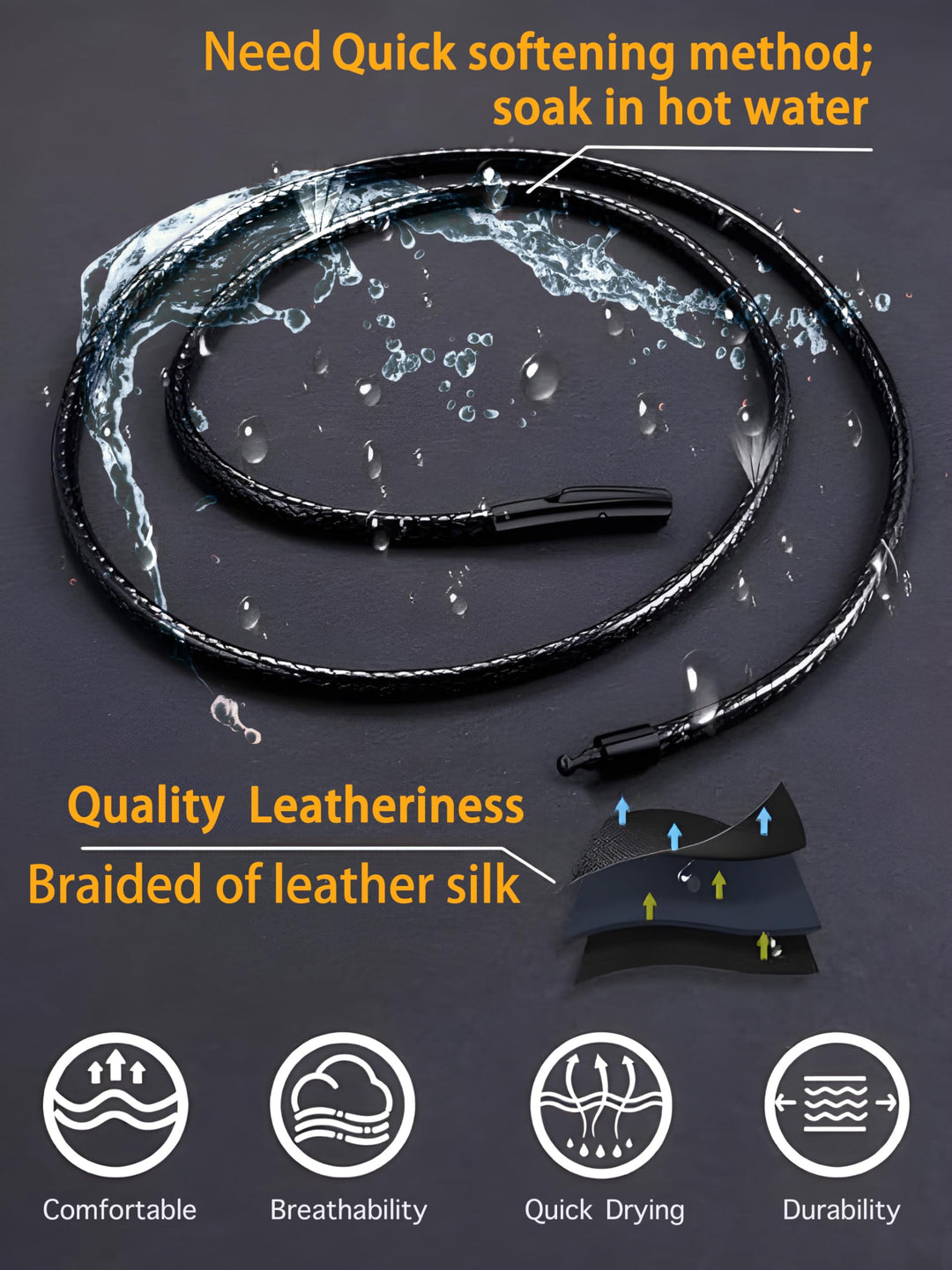 IOYYIO Flexible Durable Leather Necklace cord for Men W