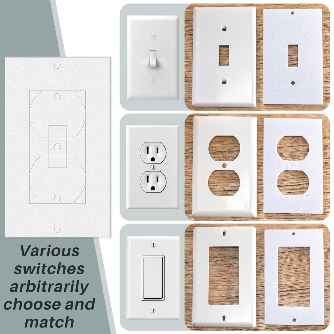 Tondiamo 20 Pcs White Wall Insulation Gasket Rectangle Wall Plate Outlet Sealers Foam Replacement Weatherproof Gasket Sealer Energy Saving for Electrical Outlet Plates Switch Covers