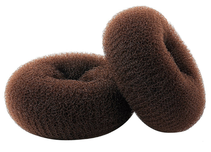 2 pieces Extra Large Size Hair Bun Donut Maker, Ring Style Bun, Women Chignon Hair Donut Buns Maker, Hair Doughnut Shaper Hair Bun maker (4.3 in. For Thick and Long Hair) (Brown)