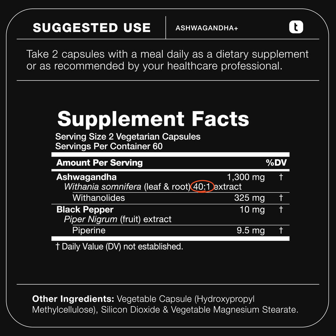 Ashwagandha - Ultra High Potency 40:1 Extract with 25% Withanolides - Wild Harvested in India - Highly Concentrated &amp; Third-Party Lab Tested - 120 Capsules