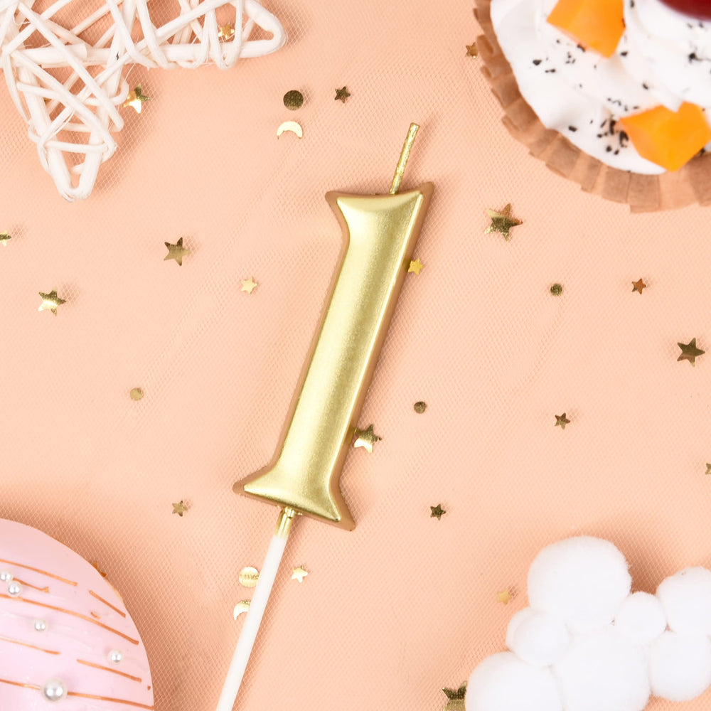 2.76 Inch Elegant Gold 1 Number Birthday Candles, Gold Number Candles, Cake Number Candles, Party Celebration