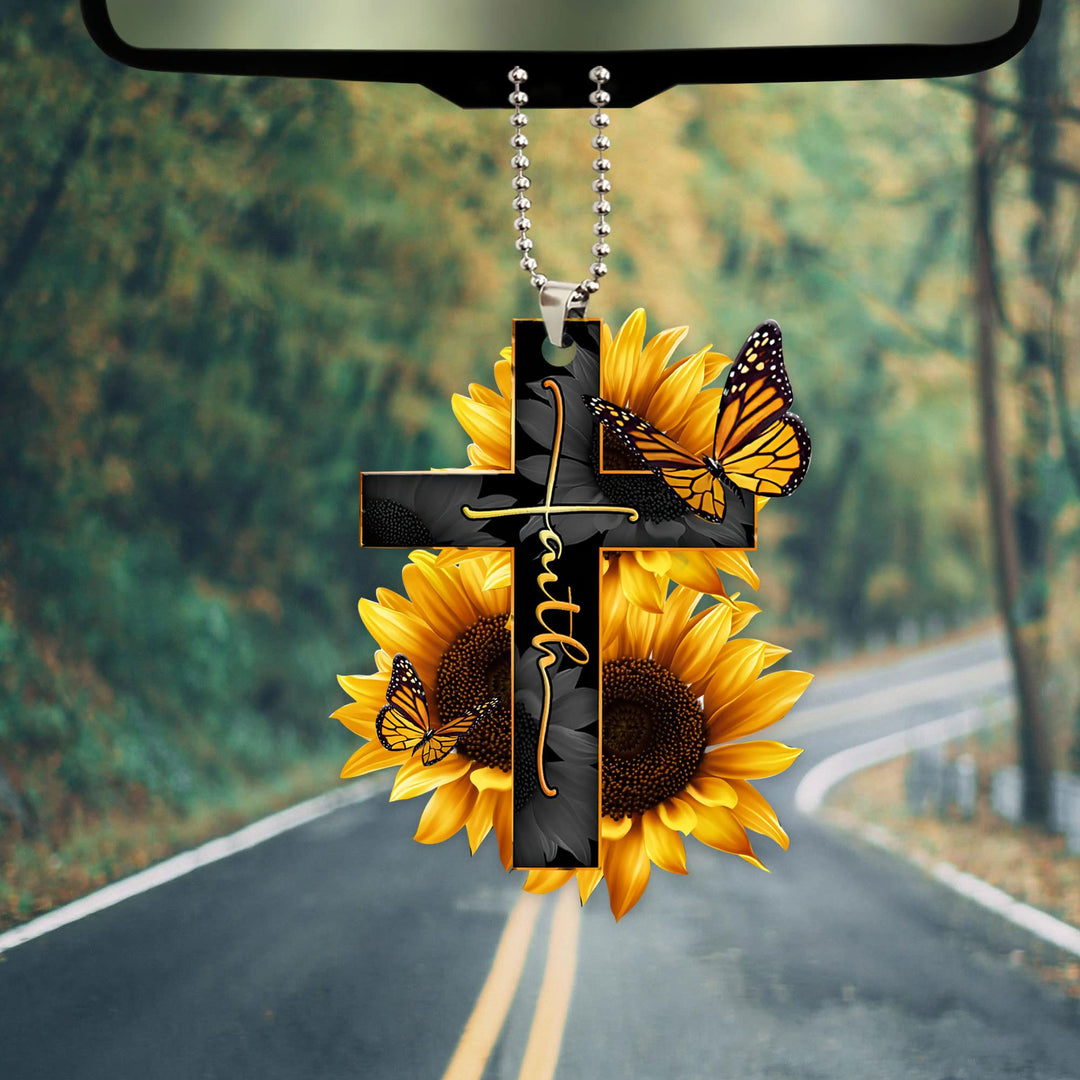 Talataca Faith Sunflower God Jesus Cross Christian Butt
