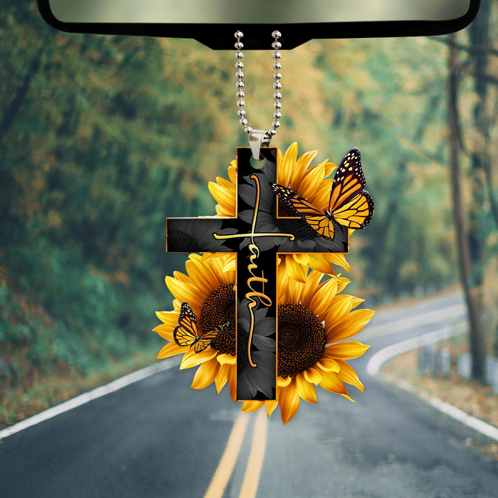 Talataca Faith Sunflower God Jesus Cross Christian Butt