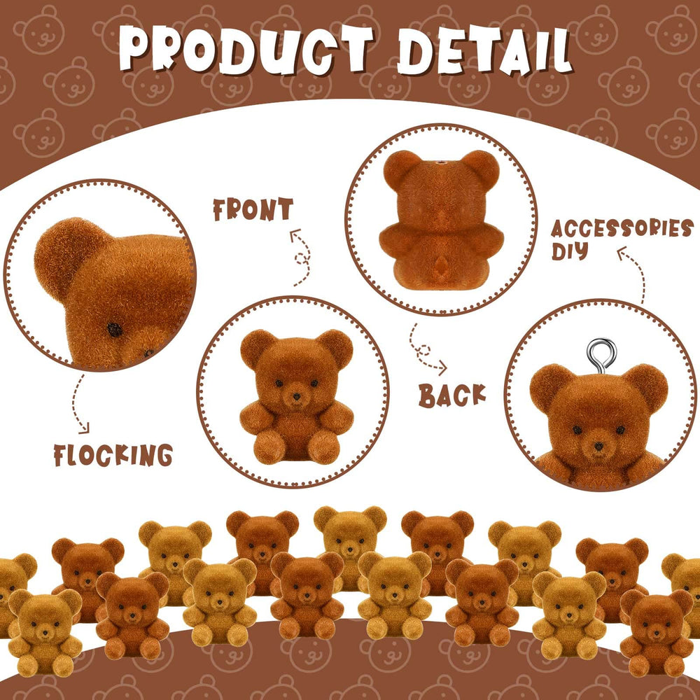 Hungdao 12pcs Mini Flocked Bears Miniature Bears Tiny B