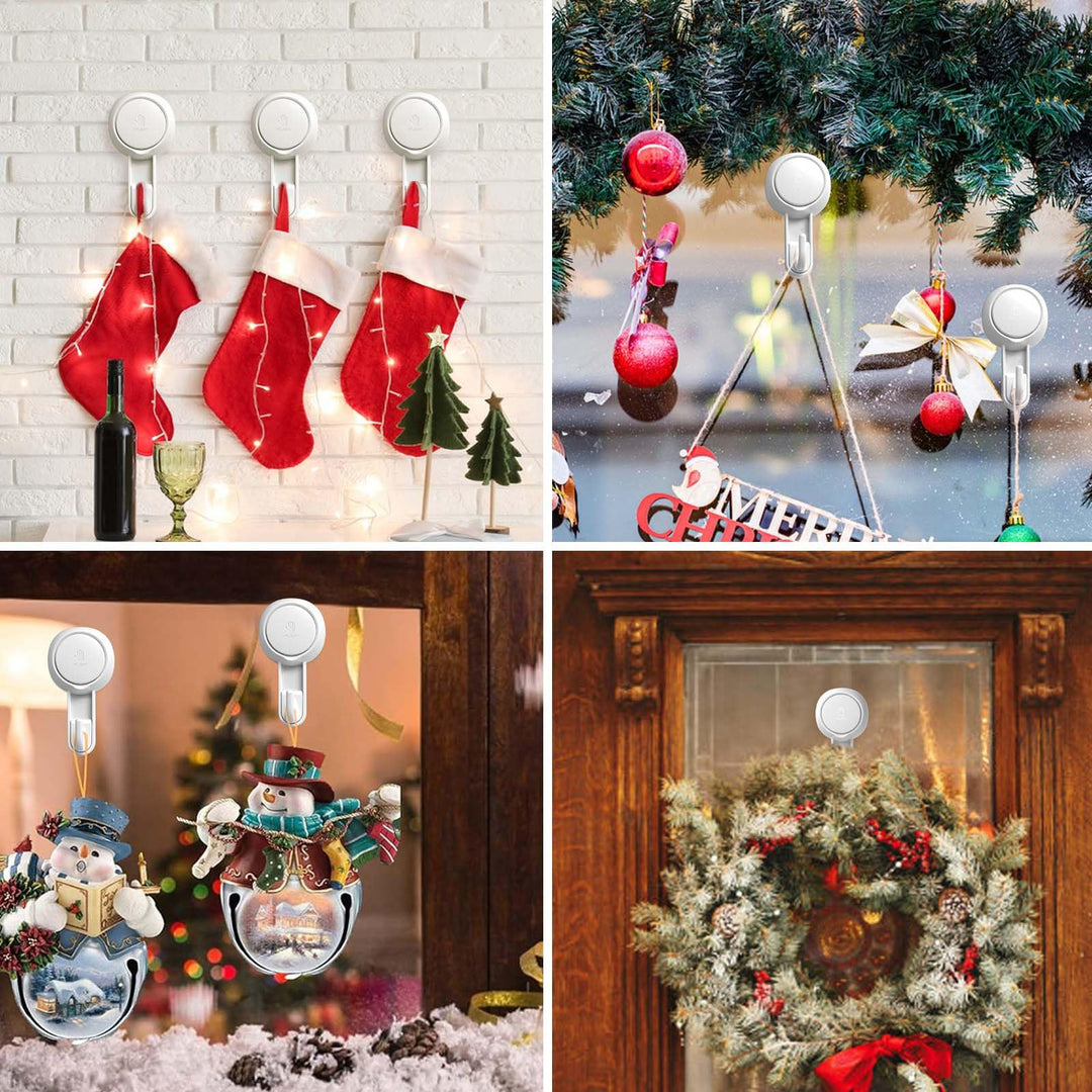 Shower Hooks for Inside Shower Reusable Waterproof Utility Suction Cups Hooks - 2 Pack Heavy Duty Vacuum Hook Home Kitchen Bathroom Wall Holder Hanger for Towel Loofah Cloth Key &amp; Ceiling