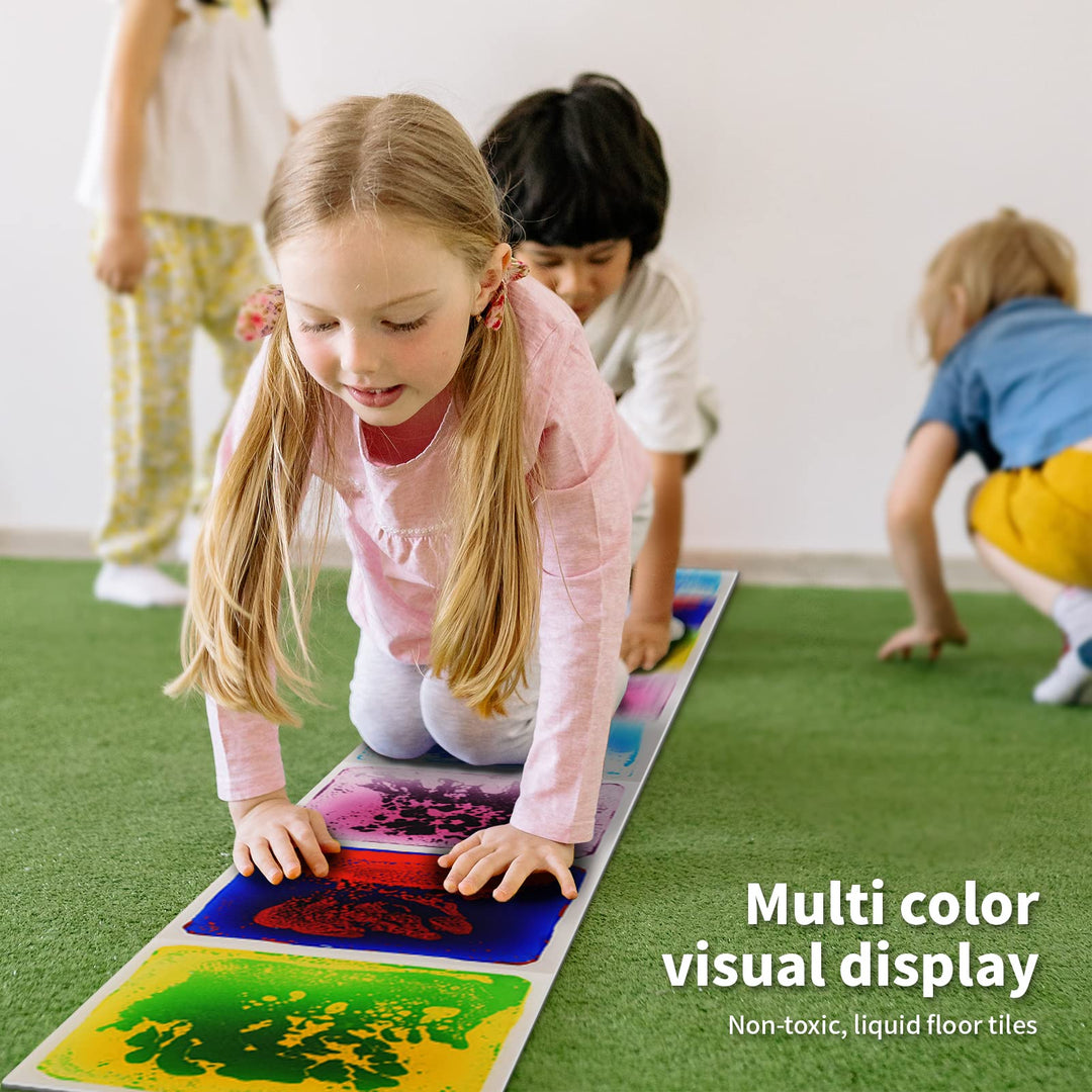 LONGKING 6 Sensory Tiles, 12 x 12 Sensory Floor Tiles, Liquid Floor Tiles, Lava Tiles