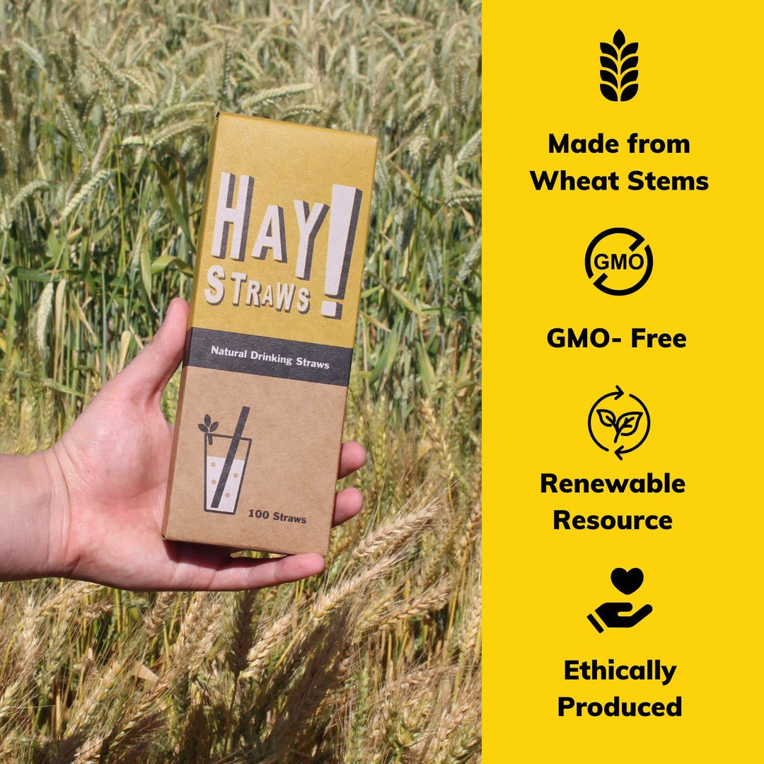 HAY! Natural Drinking Straws, Tall 7.75&#39;&#3