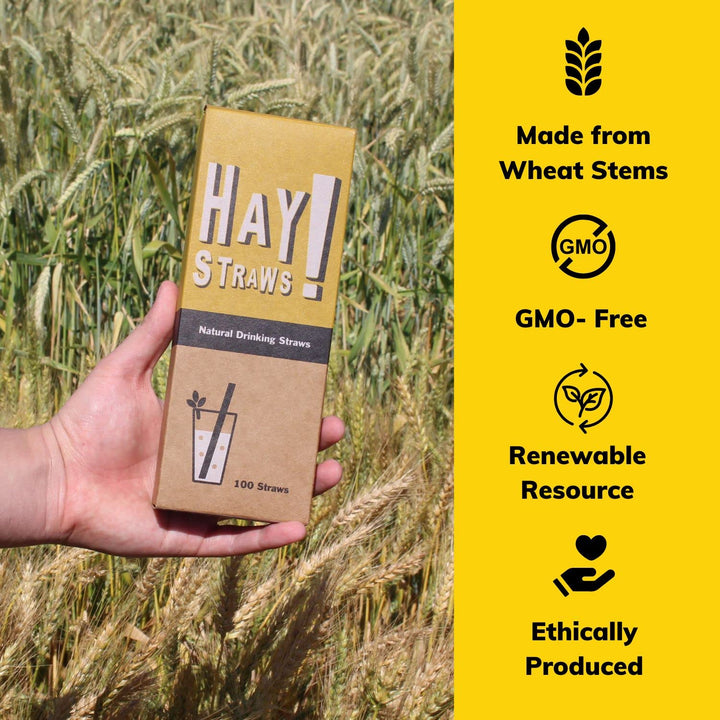 HAY! Natural Drinking Straws, Tall 7.75&#39;&#3