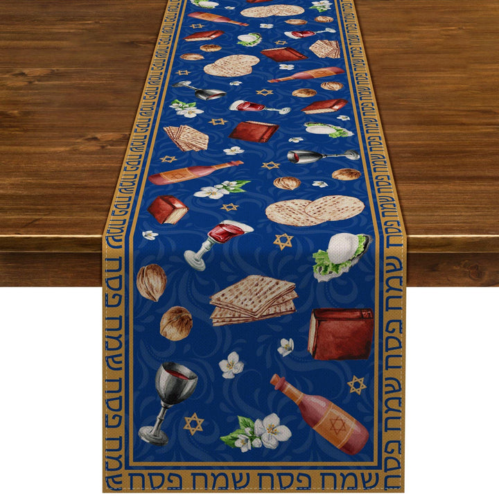 Nepnuser Linen Passover Table Runner Pesach Jewish Sede