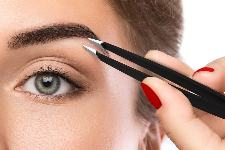 LuxCare Stainless Steel Tweezer for Eye Brows - Slant Tip Tweezer for Women and Men - Great Anti-Rust Precision Tweezer for Ingrown Hair, Facial or Chain Hair, Splinter - Versatile Surgical Tweezer