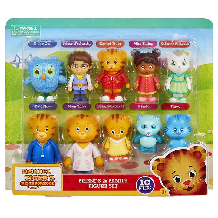 Daniel Tiger&#39;s Neighborhood Friends &amp; Family Figure Set (10 Pack) Includes: Daniel, Friends, Dad &amp; Mom Tiger, Tigey &amp; Exclusive Figure Pandy [Amazon Exclusive]