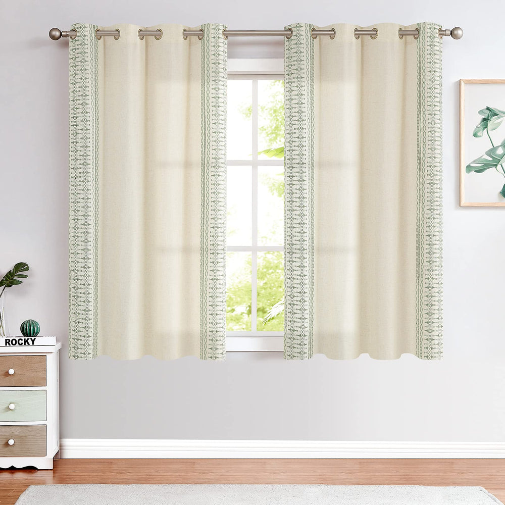 JINCHAN Boho Curtains for Bedroom Linen Blend Curtains 