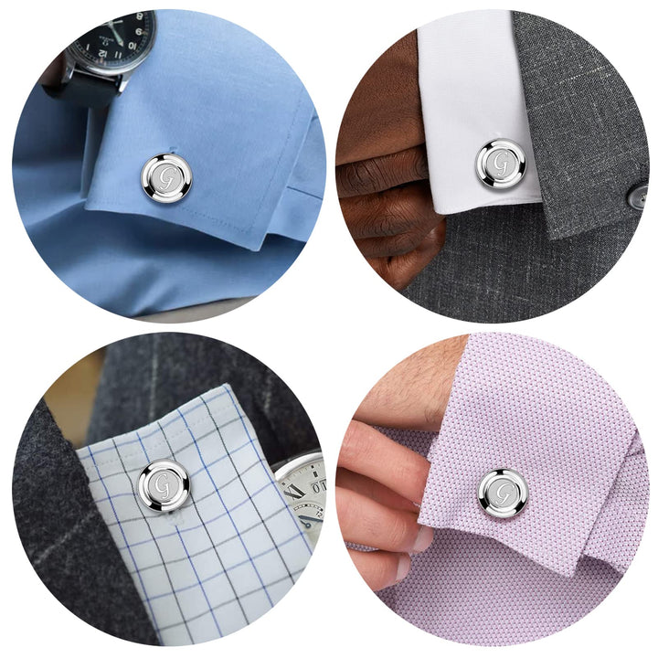 AMITER 26 Letters Cufflinks for Men, Initial Cuff Links