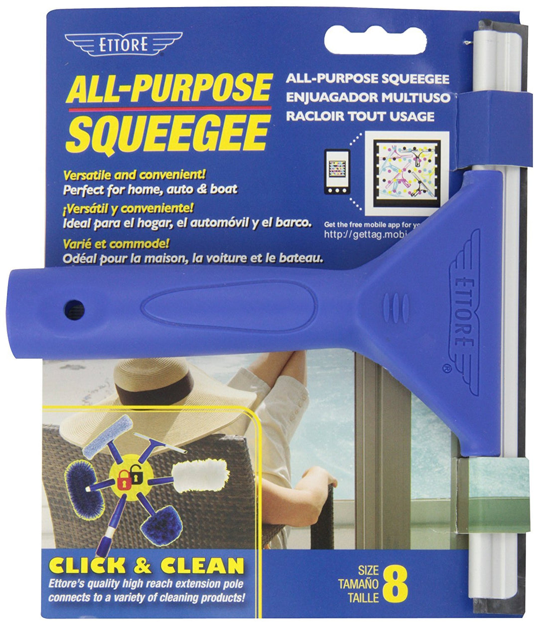 Ettore-17008 8-Inch All Purpose Window Squeegee with Li
