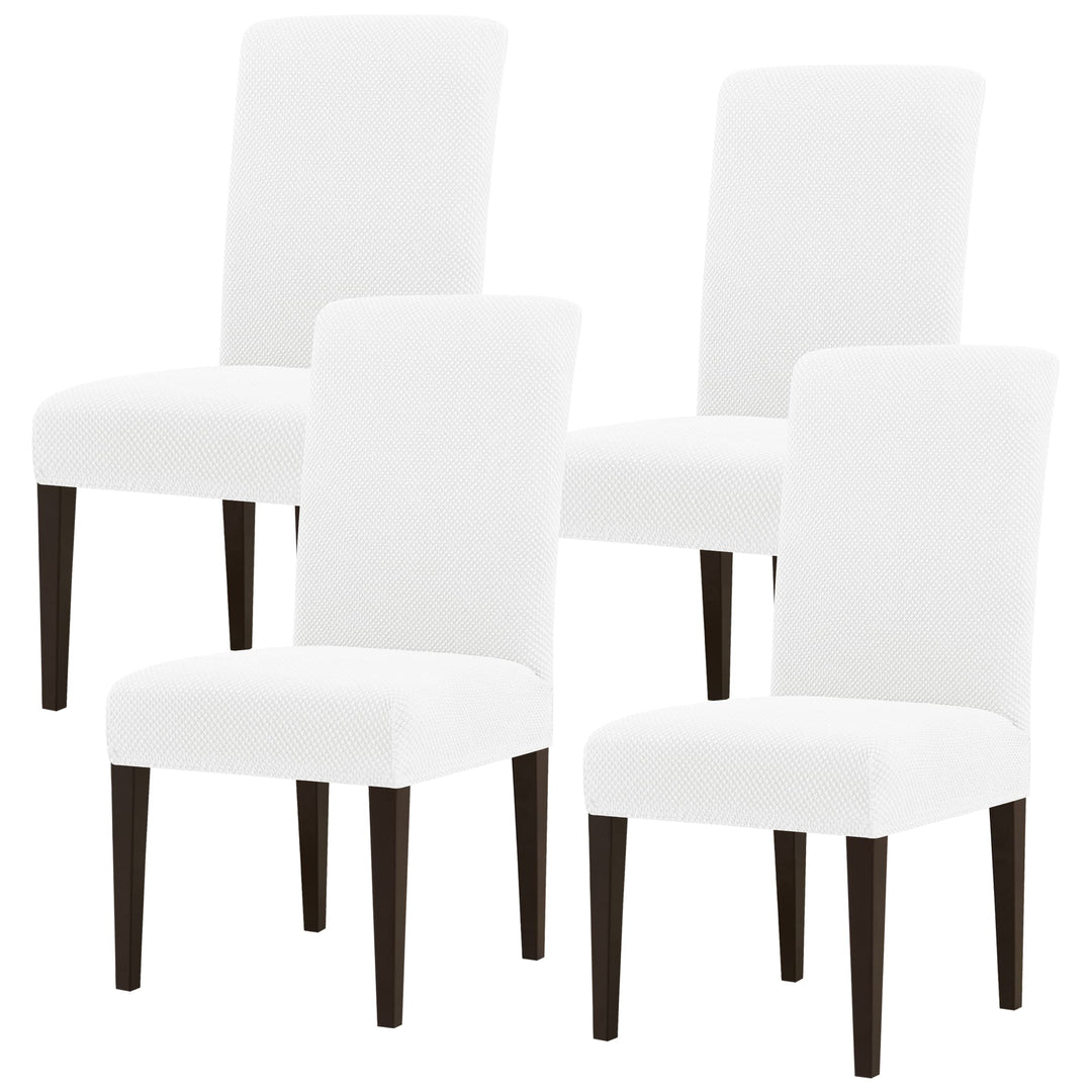 Dining Room Chair Slipcovers Parsons Chair Covers Set of 4 Stretch Dining Chair Covers Removable Washable Kitchen Chair Covers Chair Protector Covers for Dining Room,Party,Hotel(White)