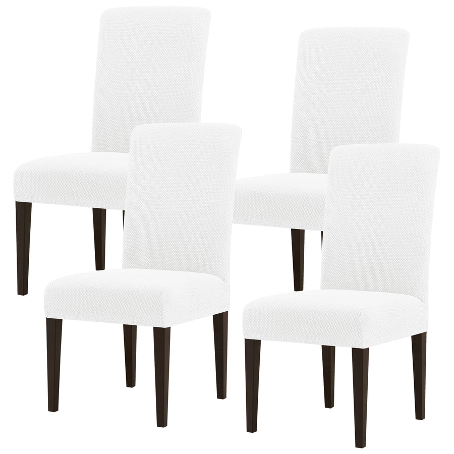 Dining Room Chair Slipcovers Parsons Chair Covers Set of 4 Stretch Dining Chair Covers Removable Washable Kitchen Chair Covers Chair Protector Covers for Dining Room,Party,Hotel(White)