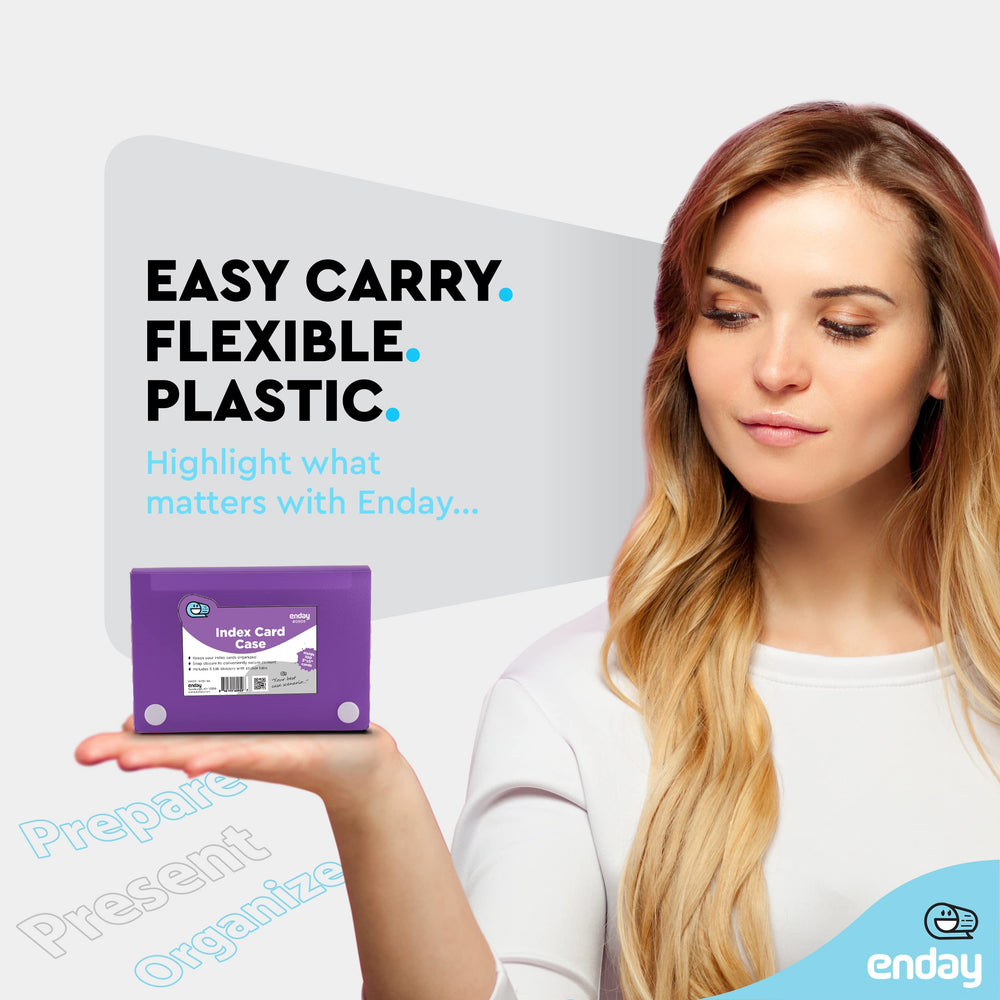 Index Card Holder Purple, 3x5 Note Flash Card Organizer Case, File Box with 5 Dividers, Notecard Box Holds 100 Cards, Also Available in Red, Blue, Green, Pink, Grey, 1 Pack – By