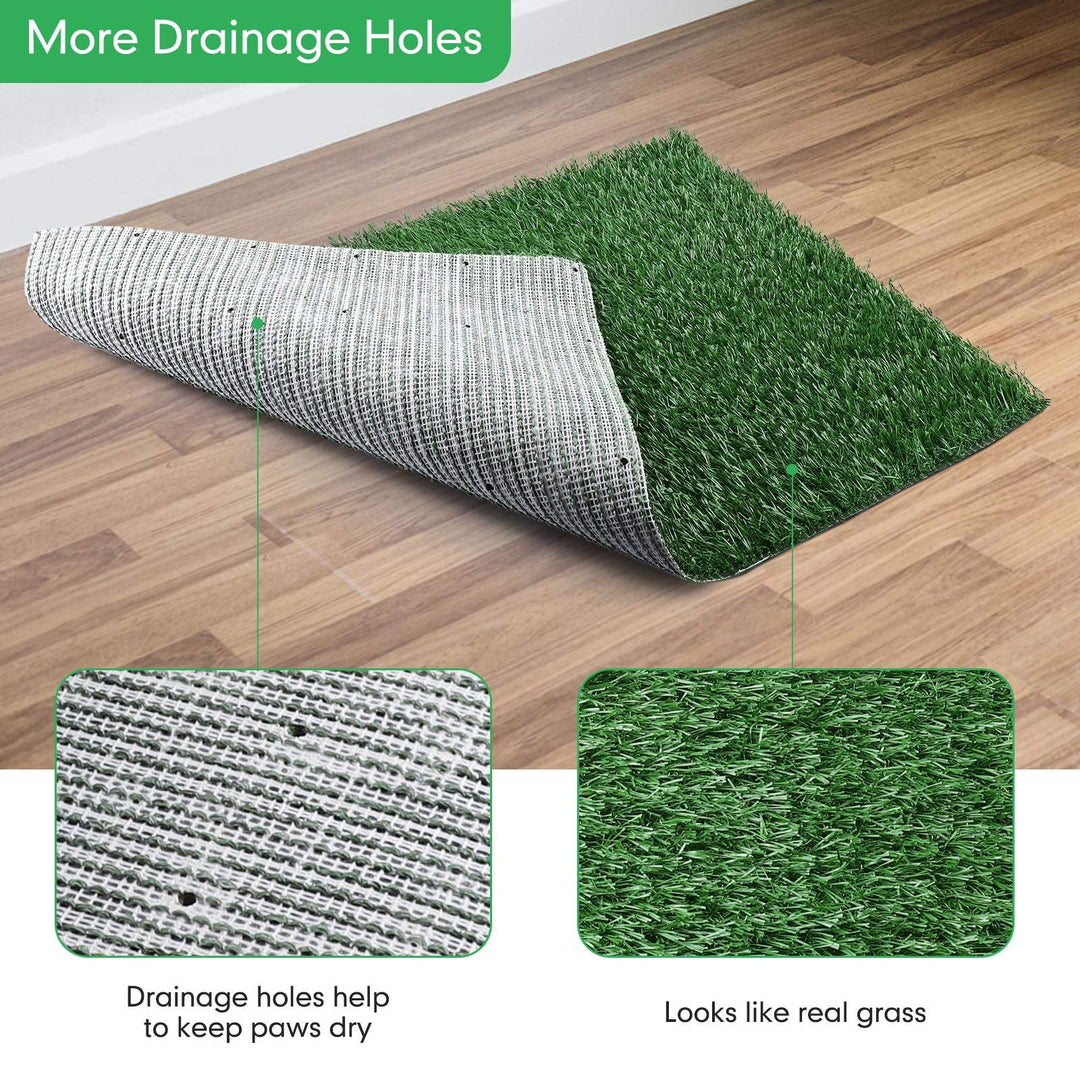 Dog Grass Pad with Tray (35inX23.2in), Dog Potty Grass Mat Washable and Professionally Pet Toilet Tray with 2×Artificial Grass for Dogs Pee, Dogs Turf Potty Training for Indoor Outdoor Apartment