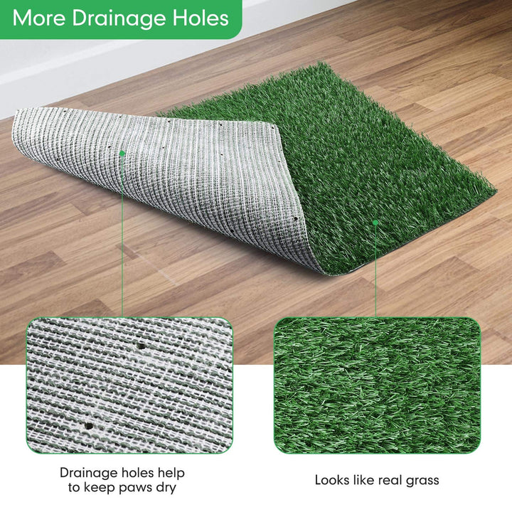 Dog Grass Pad with Tray (35inX23.2in), Dog Potty Grass Mat Washable and Professionally Pet Toilet Tray with 2×Artificial Grass for Dogs Pee, Dogs Turf Potty Training for Indoor Outdoor Apartment