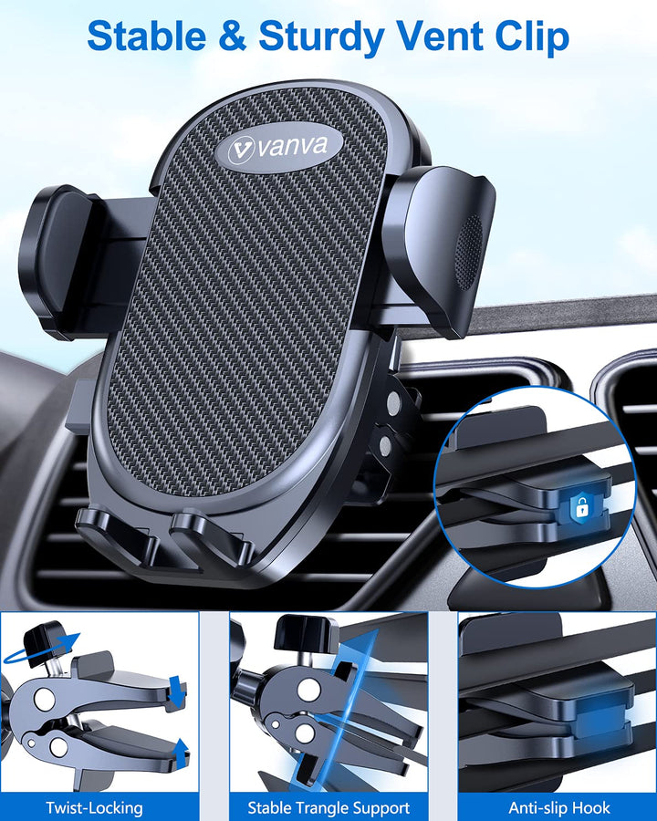 Universal Air Vent Car Mount, [ Big Phones &amp; Thick Case Friendly ] Cell Phone Holder for Car Hands Free Clamp Cradle Vehicle fit for All Apple (B1)