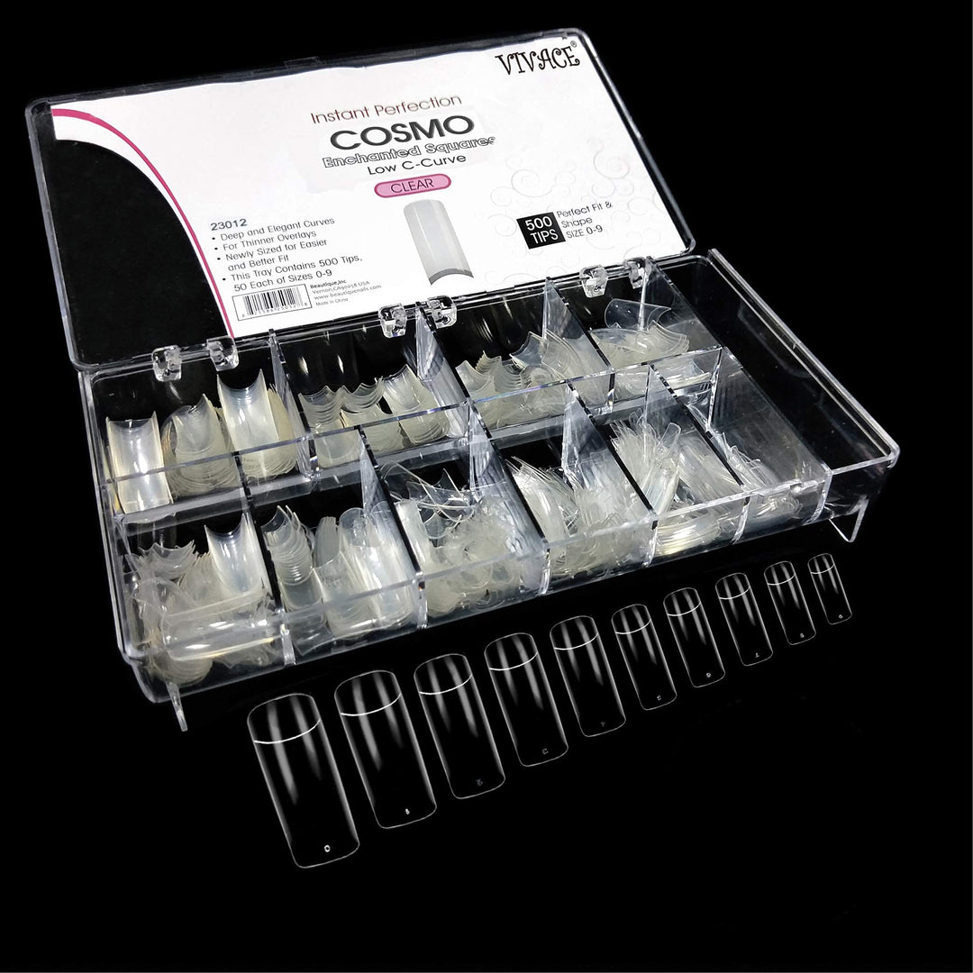 BE.YOU Beyou Clear Cosmo 500 Artificial False Nail Tips 10Sizes 23012 For Nail Shop Nail Salon (Clear)