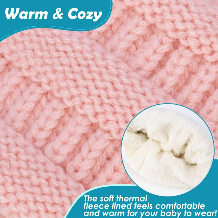 3 Pack Baby Beanie Hats for Girls Boys, Soft Warm Fleece Lined Baby Winter Hat for Newborn Infant Toddler Kids, Cute Cozy Knitted Beanie Cap for Cold Weather-16